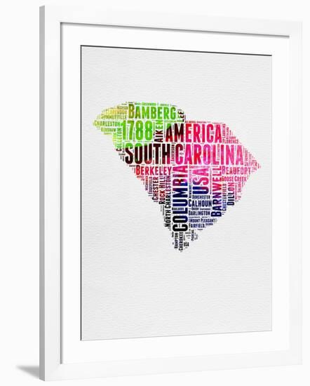 South Carolina Watercolor Word Cloud-NaxArt-Framed Art Print