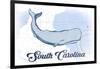 South Carolina - Whale - Blue - Coastal Icon-Lantern Press-Framed Art Print