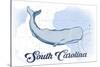 South Carolina - Whale - Blue - Coastal Icon-Lantern Press-Stretched Canvas
