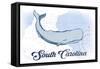 South Carolina - Whale - Blue - Coastal Icon-Lantern Press-Framed Stretched Canvas