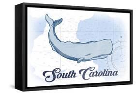 South Carolina - Whale - Blue - Coastal Icon-Lantern Press-Framed Stretched Canvas