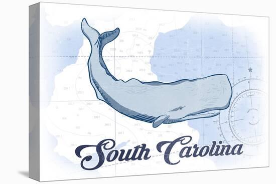 South Carolina - Whale - Blue - Coastal Icon-Lantern Press-Stretched Canvas