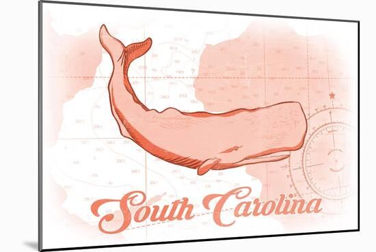 South Carolina - Whale - Coral - Coastal Icon-Lantern Press-Mounted Art Print