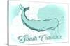 South Carolina - Whale - Teal - Coastal Icon-Lantern Press-Stretched Canvas