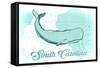 South Carolina - Whale - Teal - Coastal Icon-Lantern Press-Framed Stretched Canvas