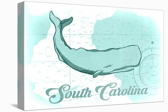 South Carolina - Whale - Teal - Coastal Icon-Lantern Press-Stretched Canvas