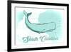 South Carolina - Whale - Teal - Coastal Icon-Lantern Press-Framed Art Print