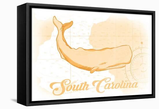 South Carolina - Whale - Yellow - Coastal Icon-Lantern Press-Framed Stretched Canvas