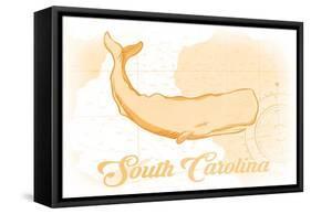 South Carolina - Whale - Yellow - Coastal Icon-Lantern Press-Framed Stretched Canvas