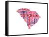 South Carolina Word Cloud Map-NaxArt-Framed Stretched Canvas