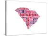 South Carolina Word Cloud Map-NaxArt-Stretched Canvas