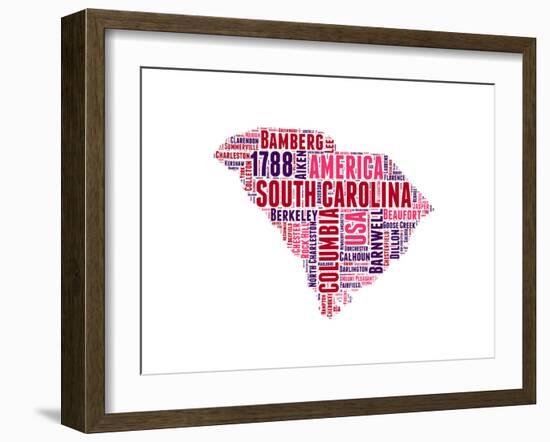 South Carolina Word Cloud Map-NaxArt-Framed Art Print