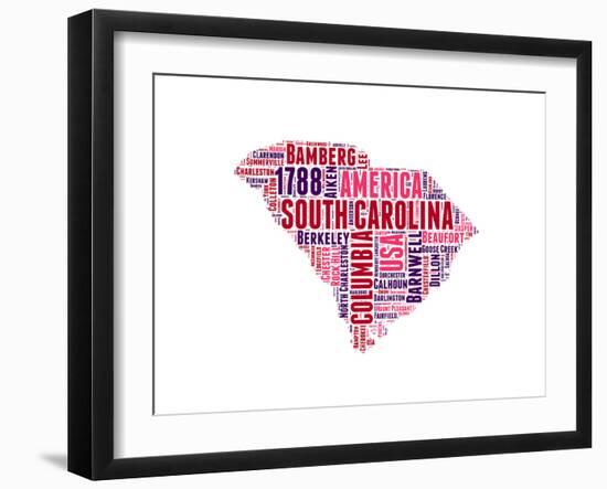 South Carolina Word Cloud Map-NaxArt-Framed Art Print