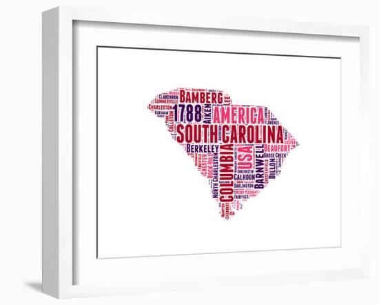 South Carolina Word Cloud Map-NaxArt-Framed Art Print
