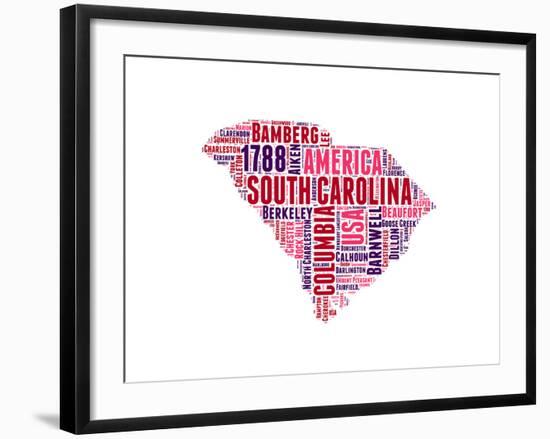 South Carolina Word Cloud Map-NaxArt-Framed Art Print