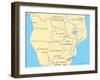 South-Central Africa Political Map-Peter Hermes Furian-Framed Art Print