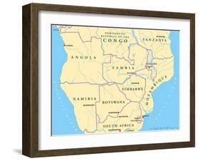 South-Central Africa Political Map-Peter Hermes Furian-Framed Art Print