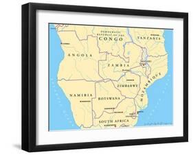 South-Central Africa Political Map-Peter Hermes Furian-Framed Art Print