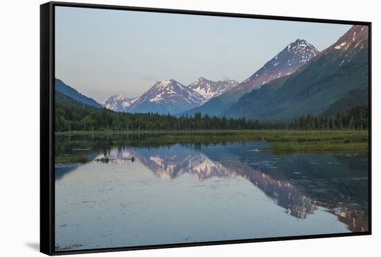 South Central Alaska, Kenai Peninsula. Sunset at Tern Lakes-Michael Qualls-Framed Stretched Canvas