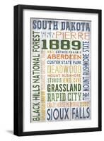 South Dakota - Barnwood Typography-Lantern Press-Framed Art Print