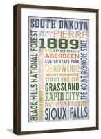 South Dakota - Barnwood Typography-Lantern Press-Framed Art Print