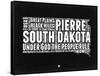 South Dakota Black and White Map-NaxArt-Framed Stretched Canvas