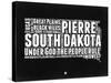 South Dakota Black and White Map-NaxArt-Stretched Canvas