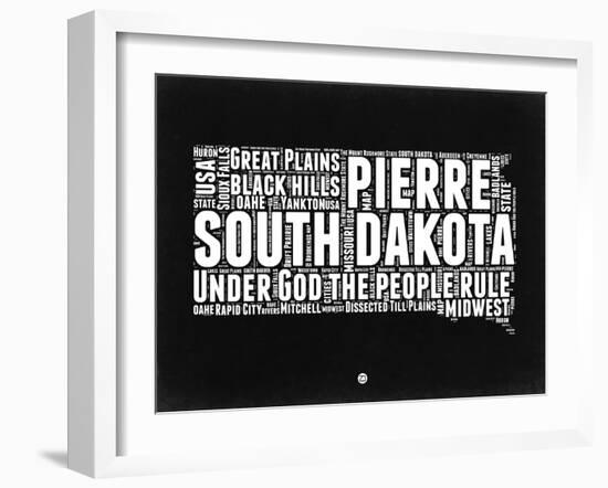South Dakota Black and White Map-NaxArt-Framed Art Print