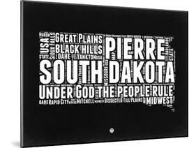 South Dakota Black and White Map-NaxArt-Mounted Art Print