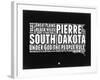 South Dakota Black and White Map-NaxArt-Framed Art Print