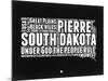 South Dakota Black and White Map-NaxArt-Mounted Art Print