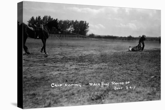 South Dakota - Calf Roping at Black Hills Round-Up-Lantern Press-Stretched Canvas