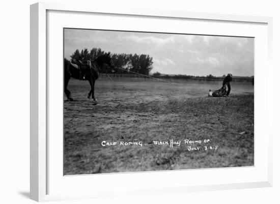 South Dakota - Calf Roping at Black Hills Round-Up-Lantern Press-Framed Art Print