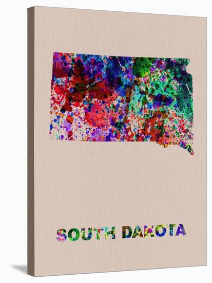 South Dakota Color Splatter Map-NaxArt-Stretched Canvas