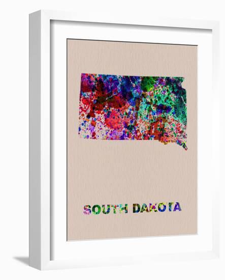 South Dakota Color Splatter Map-NaxArt-Framed Art Print