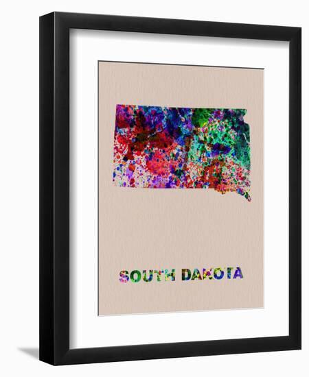 South Dakota Color Splatter Map-NaxArt-Framed Art Print