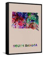 South Dakota Color Splatter Map-NaxArt-Framed Stretched Canvas