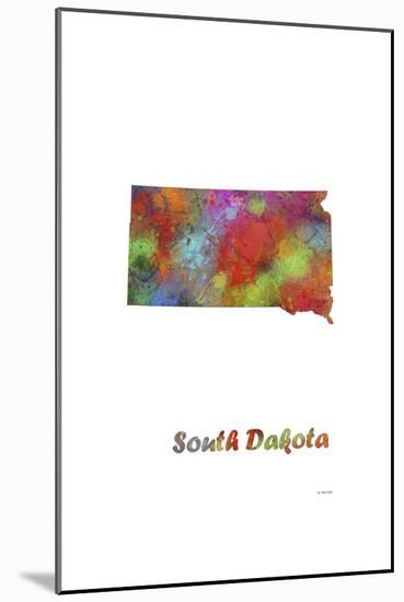 South Dakota State Map 1-Marlene Watson-Mounted Giclee Print