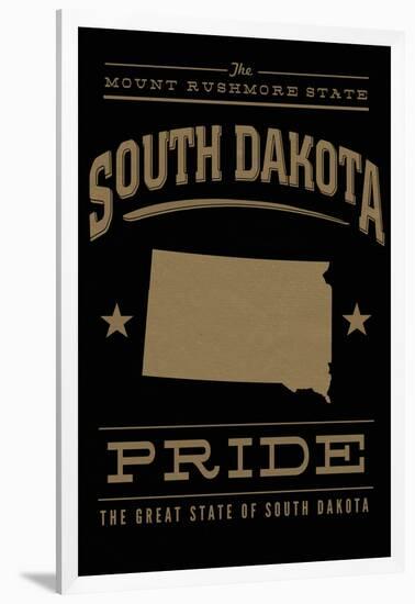 South Dakota State Pride - Gold on Black-Lantern Press-Framed Art Print