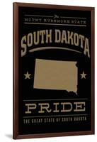 South Dakota State Pride - Gold on Black-Lantern Press-Framed Art Print