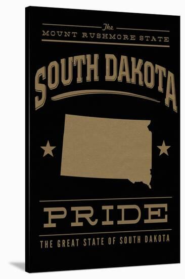 South Dakota State Pride - Gold on Black-Lantern Press-Stretched Canvas