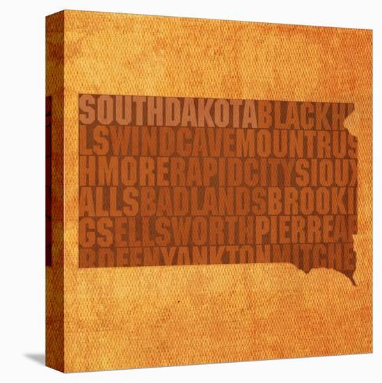 South Dakota State Words-David Bowman-Stretched Canvas