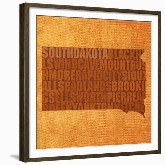 South Dakota State Words-David Bowman-Framed Giclee Print