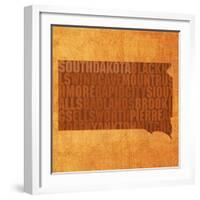 South Dakota State Words-David Bowman-Framed Giclee Print