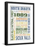 South Dakota - Typography-Lantern Press-Framed Art Print