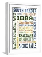 South Dakota - Typography-Lantern Press-Framed Art Print