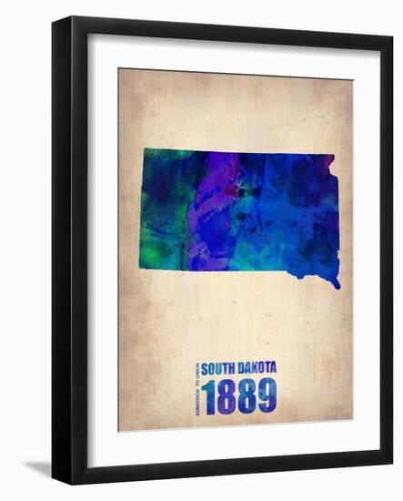 South Dakota Watercolor Map-NaxArt-Framed Art Print