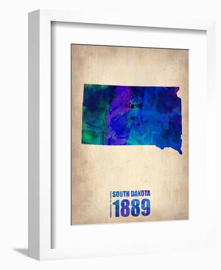 South Dakota Watercolor Map-NaxArt-Framed Art Print