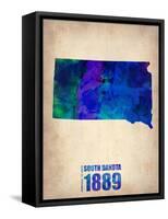 South Dakota Watercolor Map-NaxArt-Framed Stretched Canvas