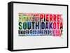 South Dakota Watercolor Word Cloud-NaxArt-Framed Stretched Canvas